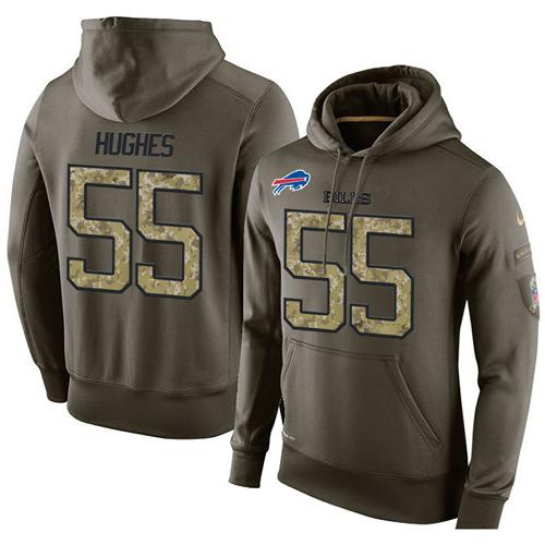 NFL Men's Nike Buffalo Bills #55 Jerry Hughes Stitched Green Olive Salute To Service KO Performance Hoodie - Click Image to Close